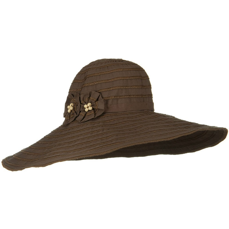 Ribbon Wide Brim Braid Self Tie Hat