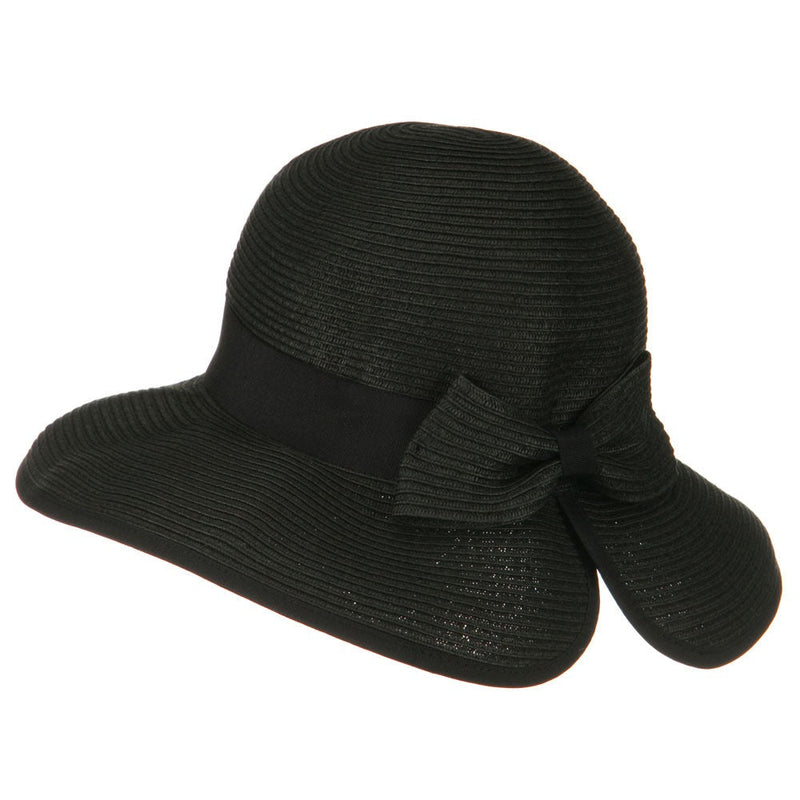 Tweed Bow 3 1/2 inch wide Brim Straw Hat