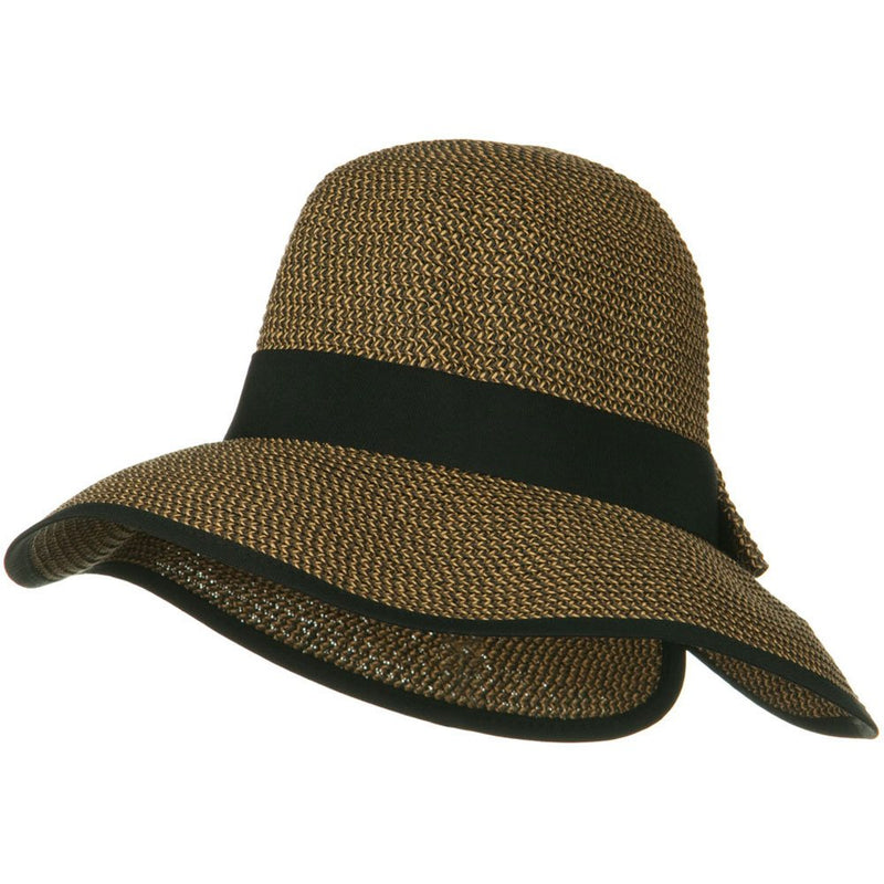 Tweed Bow 3 1/2 inch wide Brim Straw Hat
