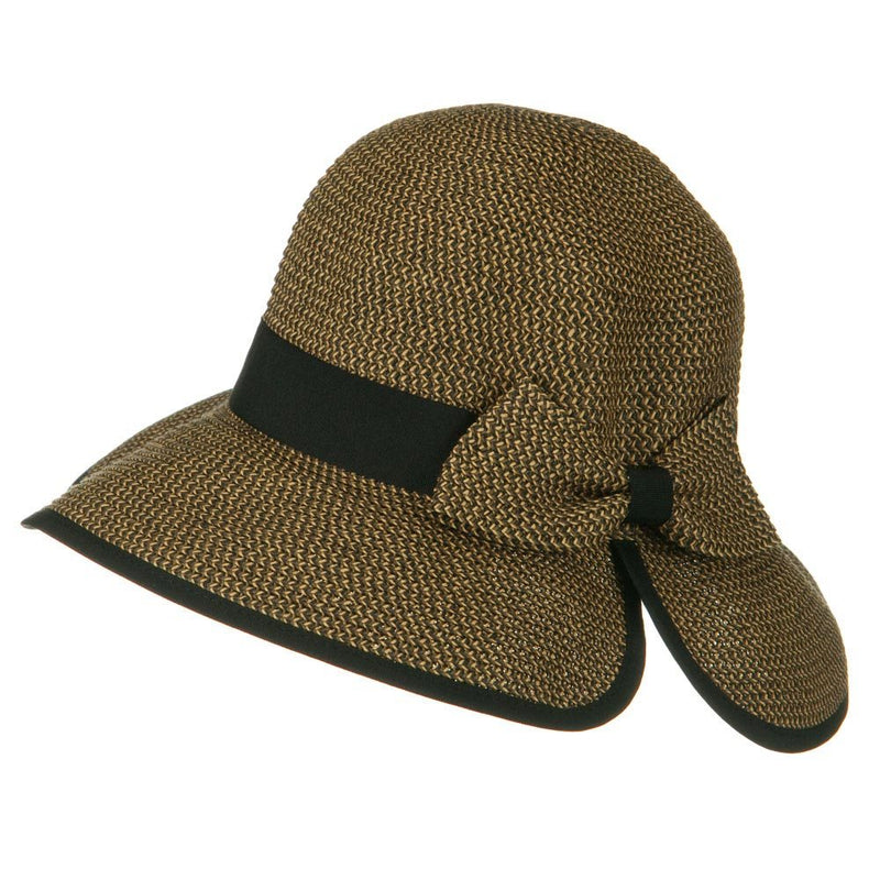 Tweed Bow 3 1/2 inch wide Brim Straw Hat