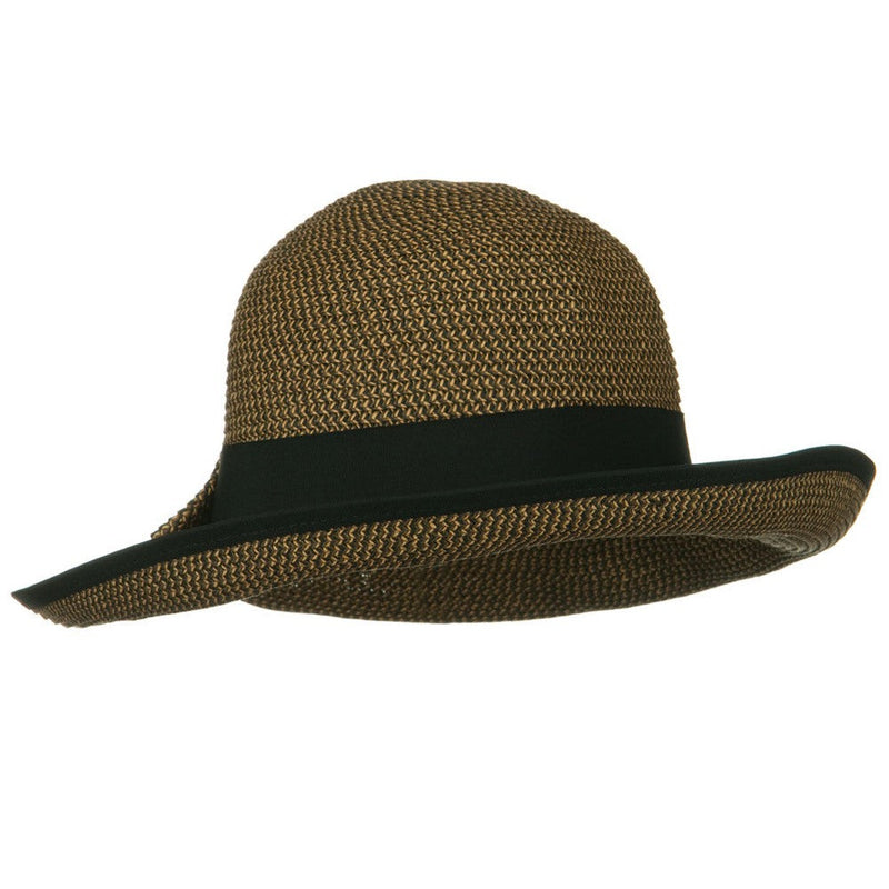 Tweed Bow 3 1/2 inch wide Brim Straw Hat