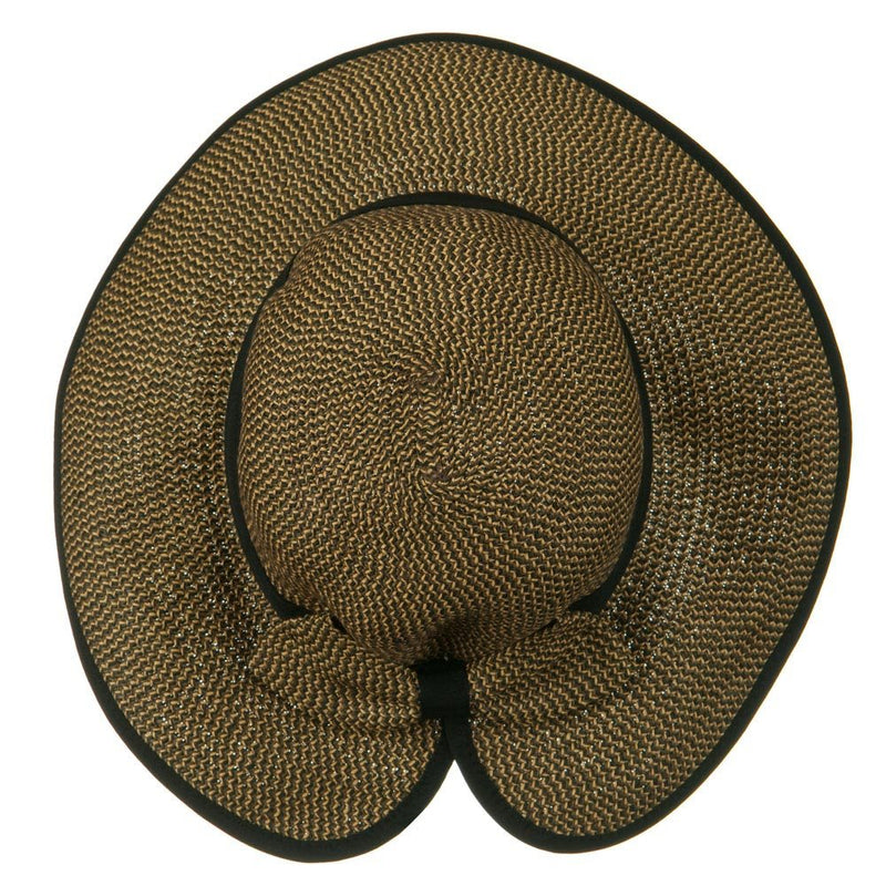Tweed Bow 3 1/2 inch wide Brim Straw Hat
