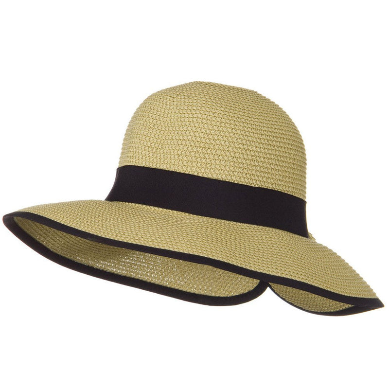 Tweed Bow 3 1/2 inch wide Brim Straw Hat