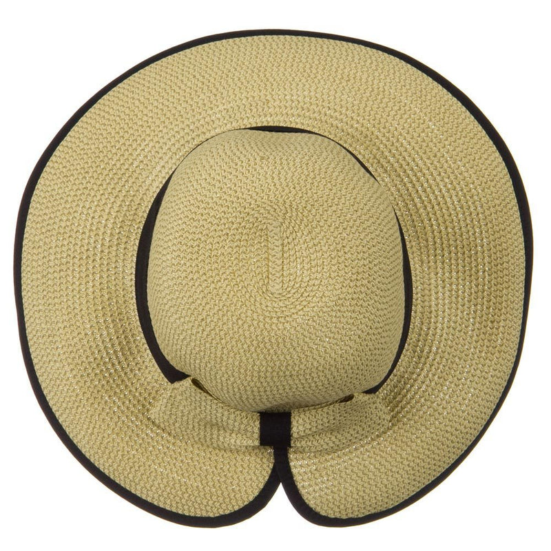 Tweed Bow 3 1/2 inch wide Brim Straw Hat
