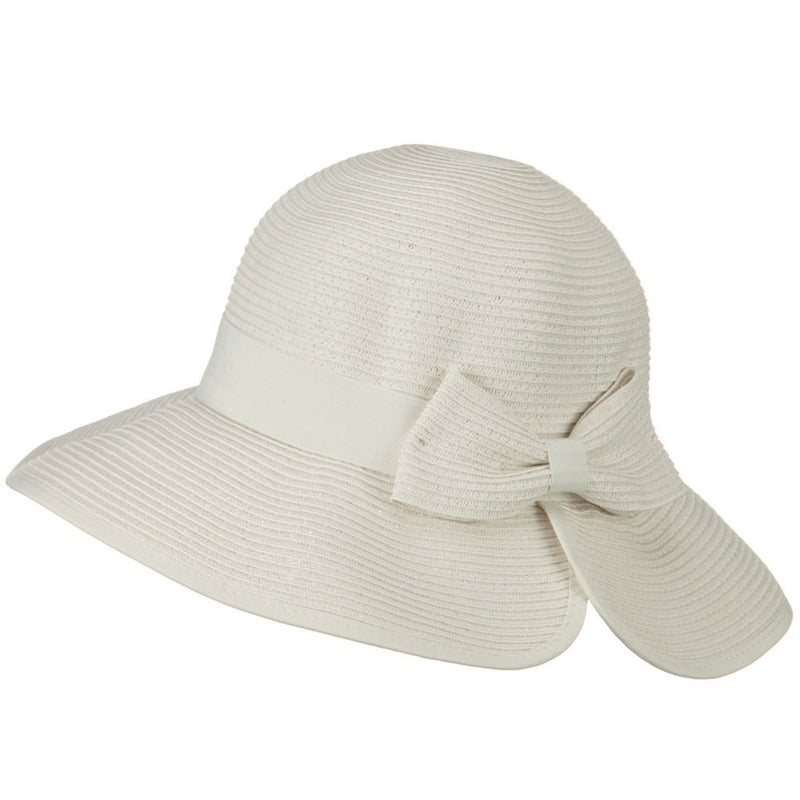 Tweed Bow 3 1/2 inch wide Brim Straw Hat