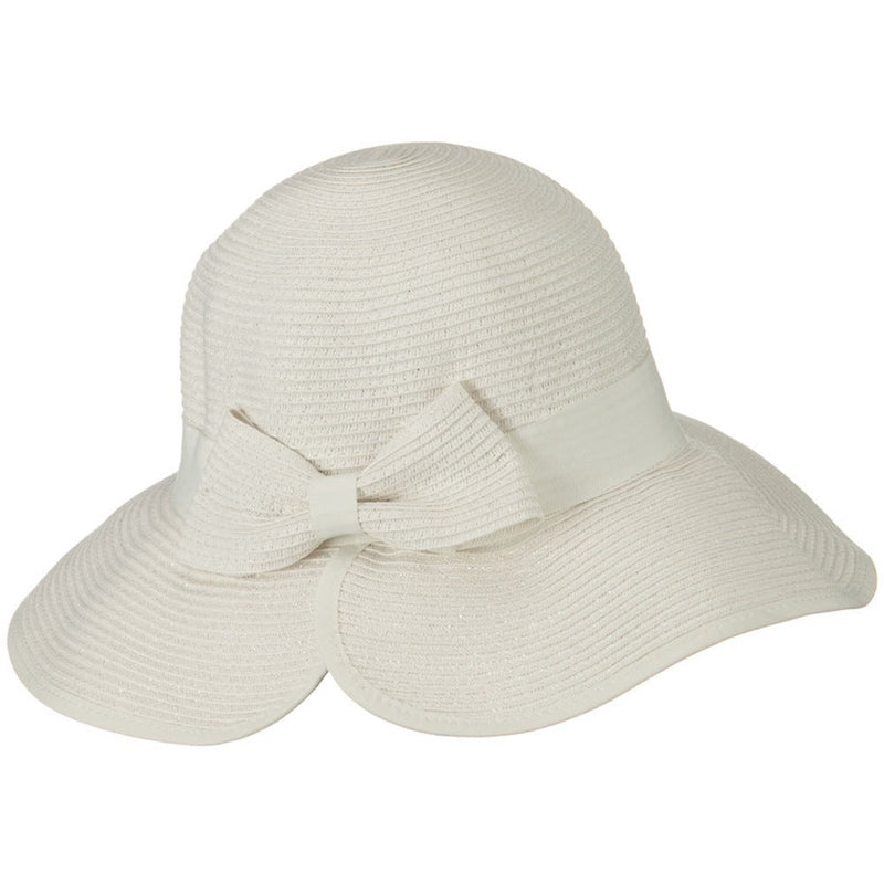 Tweed Bow 3 1/2 inch wide Brim Straw Hat