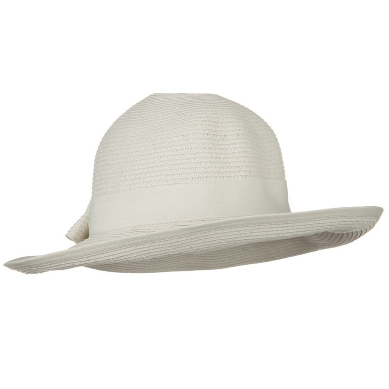 Tweed Bow 3 1/2 inch wide Brim Straw Hat