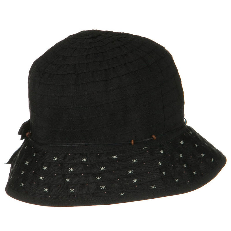 Sewn Ribbon Star Brim Bucket Hat