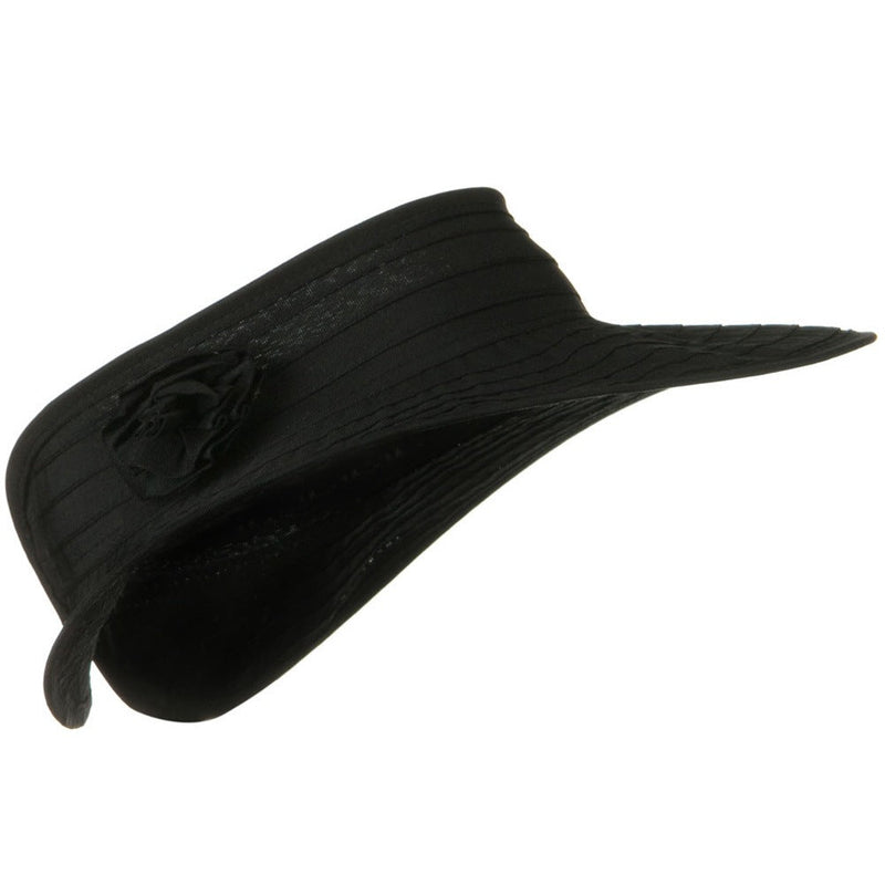 UPF 40+ Ribbon Flower Sewn Braid Roll Up Visor