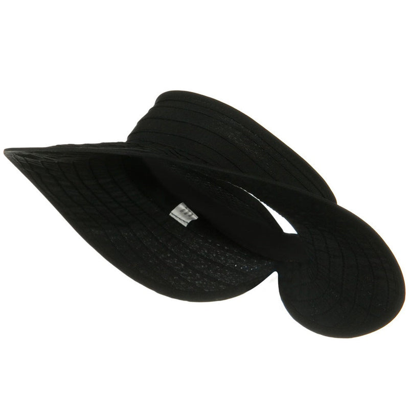 UPF 40+ Ribbon Flower Sewn Braid Roll Up Visor