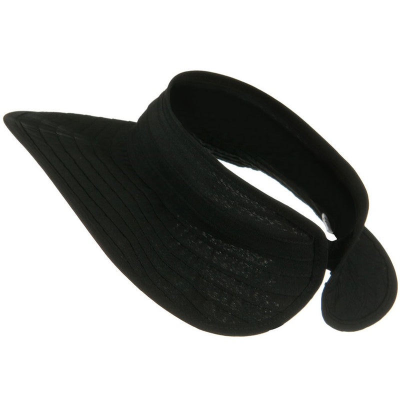 UPF 40+ Ribbon Flower Sewn Braid Roll Up Visor
