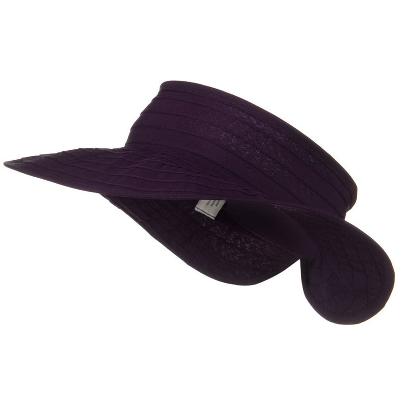 UPF 40+ Ribbon Flower Sewn Braid Roll Up Visor