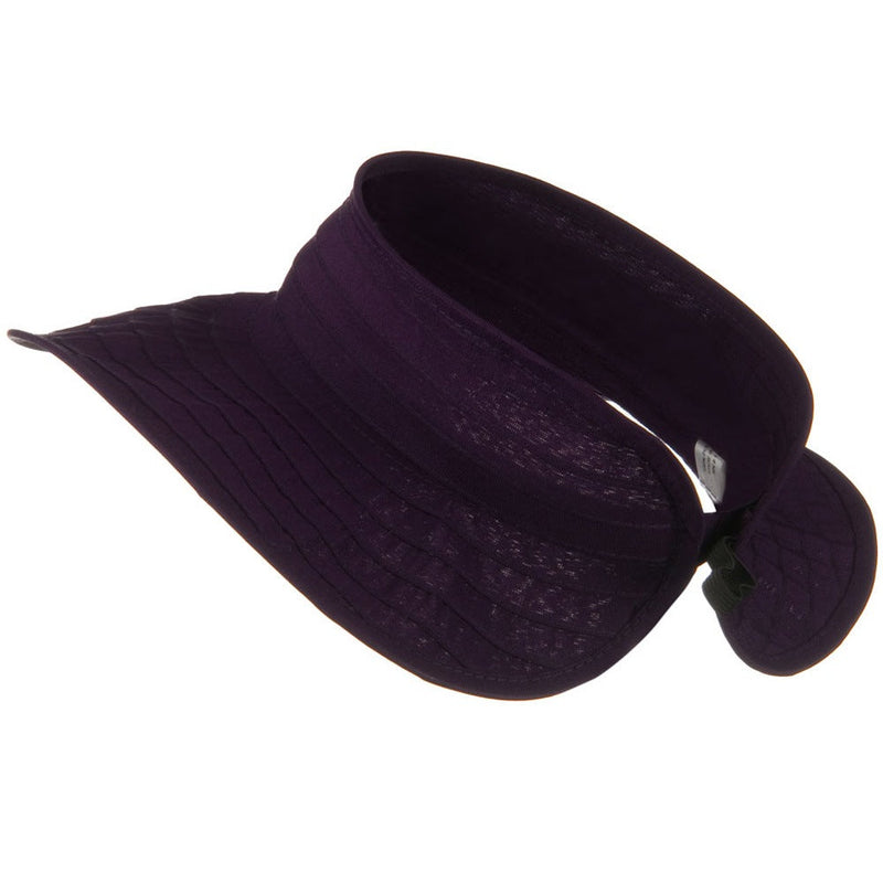 UPF 40+ Ribbon Flower Sewn Braid Roll Up Visor