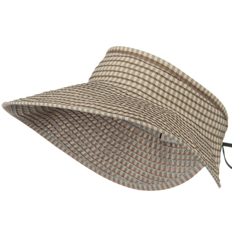 UPF 50+ Woman's Rolled Checkered Wide Brim Visor