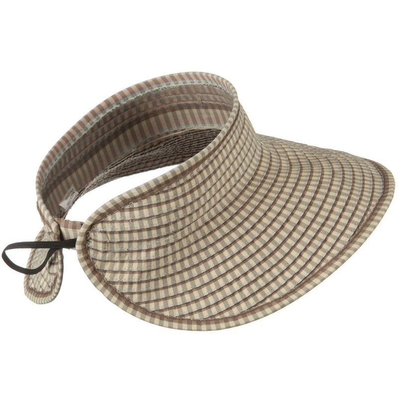 UPF 50+ Woman's Rolled Checkered Wide Brim Visor