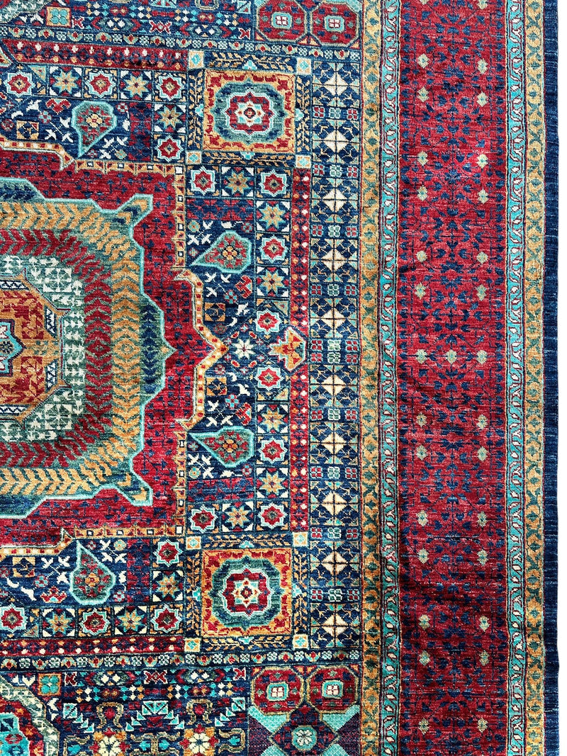 Hand-Knotted Mamluk Wool Rug – 8'4" x 9'9" – Intricate Geometric Masterpiece