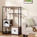 52 Inch Tall Wooden Cat Tree Metal Frame with 2 Condos and Cushions-Coffee by LJGDeals