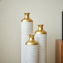 3-Piece Modern Metal Vase Set - White & Gold by HouseOfZazla