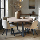 Round Dining Table With Wire Brushed Mindi Top And Mahogany Base - Wheat by Unique Piece Furniture
