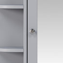 Bathroom Wall Storage Cabinet With Mirror And Adjustable Shelf, 6 Open Shelves