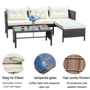 Outdoor Patio Furniture 3-Piece Conversation Set with Wicker Rattan Sectional Sofa by HouseOfZazla