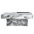 A modern and practical coffee table, black and white in imitation marble pattern, made of MDF material. The fusion of elegance and natural fashion 31.4"x 31.4"x 12 "