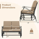 Outdoor 2-Person Glider Rocking Chair Loveseat with Thick Cushions and Metal Frame-Brown by LJGDeals