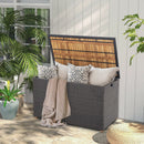 134 Gallon Rattan Storage Box with Zippered Liner and Solid Acacia Wood Top by DirectDeals