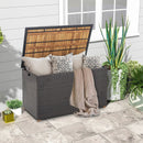 134 Gallon Rattan Storage Box with Zippered Liner and Solid Acacia Wood Top by DirectDeals