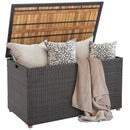 134 Gallon Rattan Storage Box with Zippered Liner and Solid Acacia Wood Top by LJGDeals