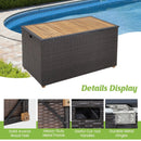 134 Gallon Rattan Storage Box with Zippered Liner and Solid Acacia Wood Top by LJGDeals