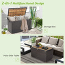 134 Gallon Rattan Storage Box with Zippered Liner and Solid Acacia Wood Top by DirectDeals