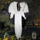 6.6 Feet Halloween Animatronic Standing Angel with Sound-Activated Light-up Eyes and Flapping Wings by LJGDeals