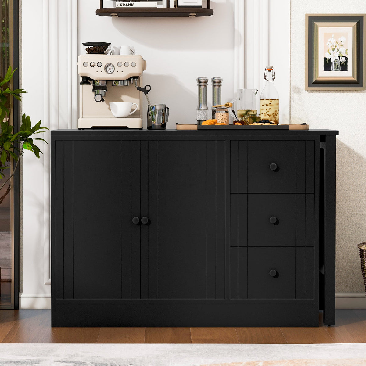 U Style 89.7'' Wooden Sideboard with Extendable Table, photo 4 of 10
