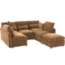 Modern Modular U-Shaped Sofa Bed With Movable Ottoman, USB Ports, Phone Holder by HouseOfZazla