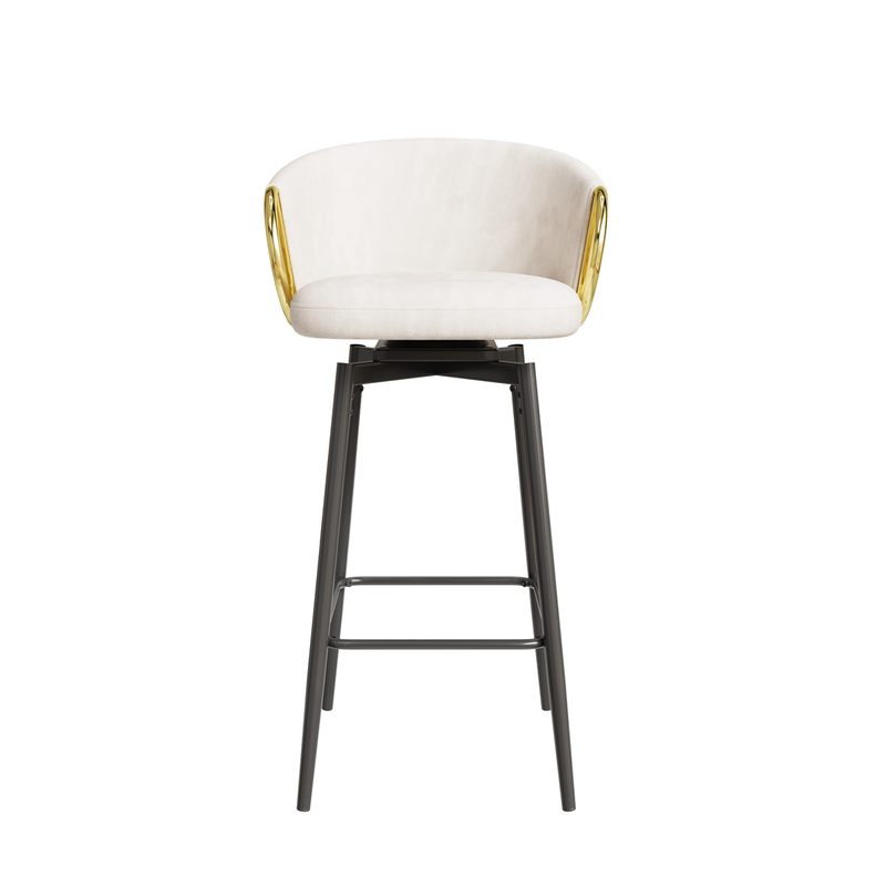 30 inch Dining Chairs Set of 4 Modern style 360°Swivel Bar Chairs with simple design, comfortable high stools, and flexible dining chairs suitable for bars, restaurants,Velvet Bar Chair Beige