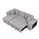 Modern L-Shape 3 Seat Reversible Sectional Couch, Pull Out Sleeper Sofa With Storage Chaise And 2 Stools For Living Room Furniture Set by HouseOfZazla