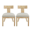 Contemporary Fabric Upholstered Side Dining Chairs Set With Curved Back