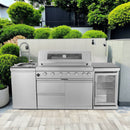 6 Burner 85, 000 Btu Deluxe Gas Outdoor Kitchen Island Grill With Wine Cooler Refrigerator, Rotisserie, Storage Cabinets & Drawers - Silver by HouseOfZazla