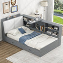 Platform Bed With Storage Headboard, Shelves And 2 Drawers by HouseOfZazla