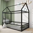 Metal Bed House Bed Frame With Fence by Unique Piece Furniture