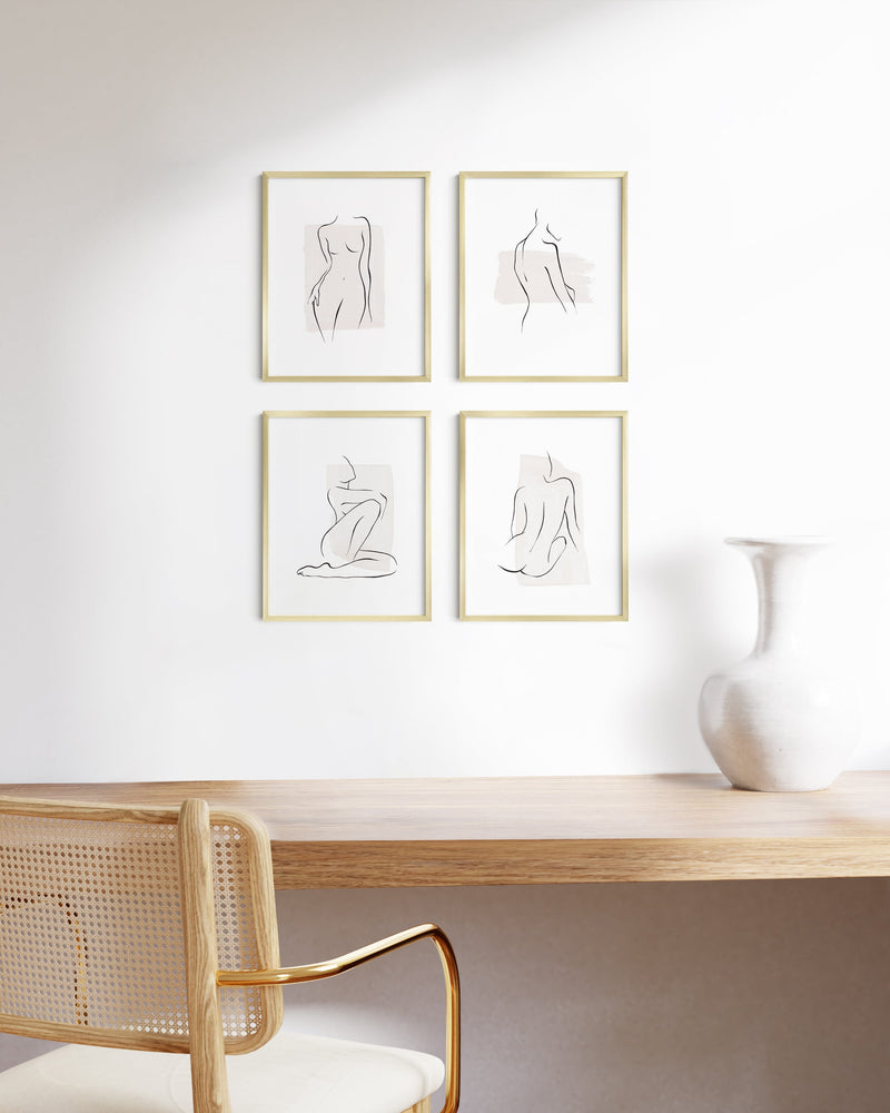 16x20 in, Set of 4, Gold Aluminum