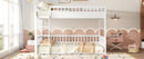 Queen over Queen Bunk Bed with Ladder and Guardrails, White