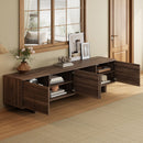 TV Stand For TVs Up To 85", Entertainment Center, Cable Management, Push Openers, Soft Closing Hinges & Adjustable Shelves - Dark Brown by HouseOfZazla