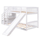 Twin Over Twin Stairway Bunk Bed With Two Drawers And Slide by HouseOfZazla