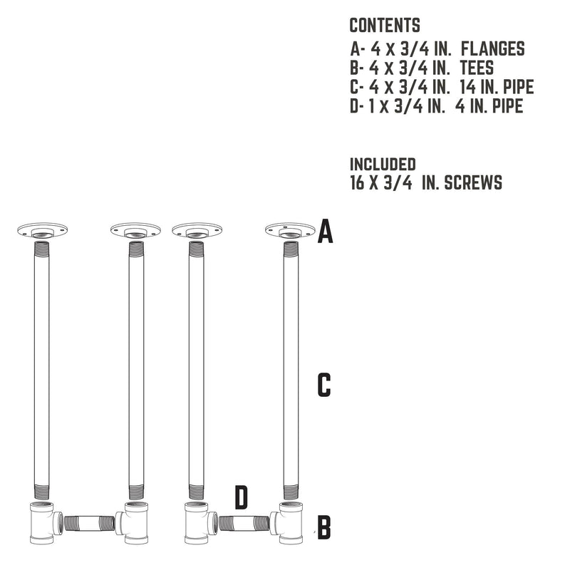 3/4 in. U Bench Leg Kit