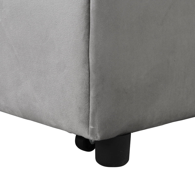 Folding Ottoman Sofa Bed - Gray Fabric, photo 3 of 19