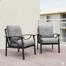 All Weather Armchairs With Cushions, Sculptural Design (Set of 2) - Gray / Khaki by HouseOfZazla