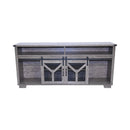 65.3" TV Stand with LED Light Strips and Iron Mesh Barn Door