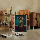 Giraffe with Glasses Reading a Book